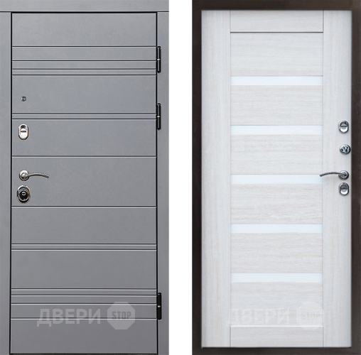 Входная металлическая Дверь Престиж Линия Грэй Царга Лиственница белая в Голицыно