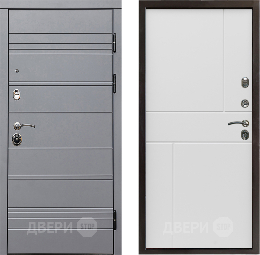Входная металлическая Дверь Престиж Линия Грэй Горизонт Бетон белый в Голицыно