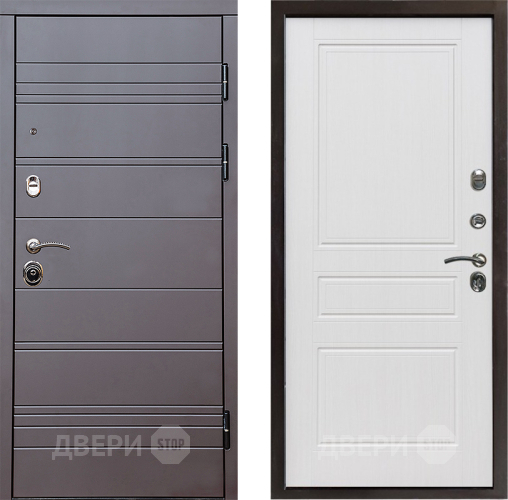 Входная металлическая Дверь Престиж Линия Браун Классика Белое дерево в Голицыно