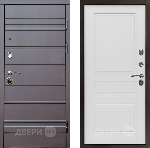 Входная металлическая Дверь Престиж Линия Браун Классика Лиственница белая в Голицыно