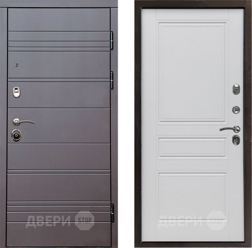 Входная металлическая Дверь Престиж Линия Браун Классика Белый матовый в Голицыно