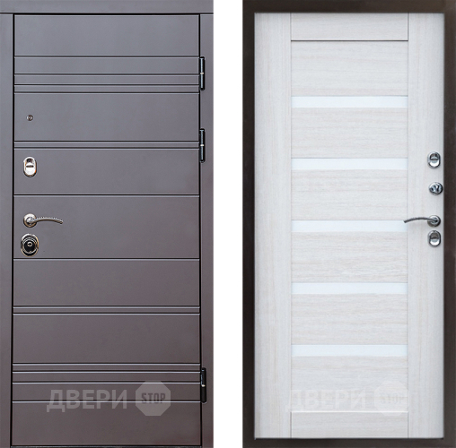 Входная металлическая Дверь Престиж Линия Браун Царга Лиственница белая в Голицыно