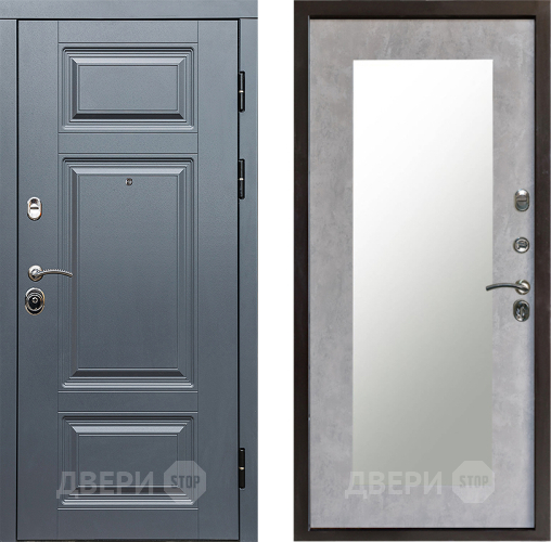 Входная металлическая Дверь Престиж Премиум Зеркло Пастораль Бетон светлый в Голицыно