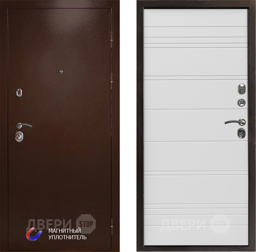 Входная металлическая Дверь Престиж Медь Line Белый в Голицыно