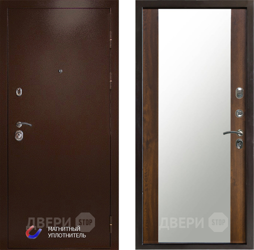 Входная металлическая Дверь Престиж Медь Зеркало Дуб в Голицыно