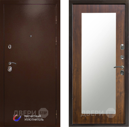 Входная металлическая Дверь Престиж Медь Зеркло Пастораль Дуб в Голицыно