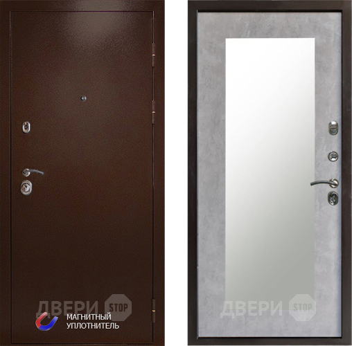 Входная металлическая Дверь Престиж Медь Зеркло Пастораль Бетон светлый в Голицыно