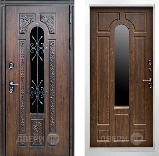 Дверь Престиж TERMO с терморазрывом Лацио Дуб White с окном и ковкой Дуб в Голицыно