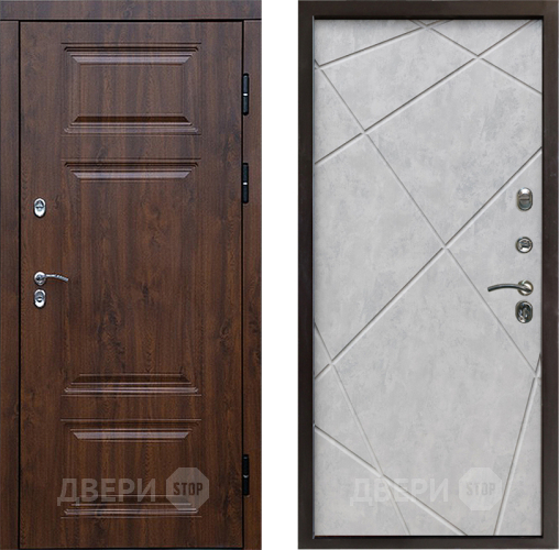 Входная металлическая Дверь Престиж TERMO с терморазрывом Премиум Орех Лучи Бетон светлый в Голицыно