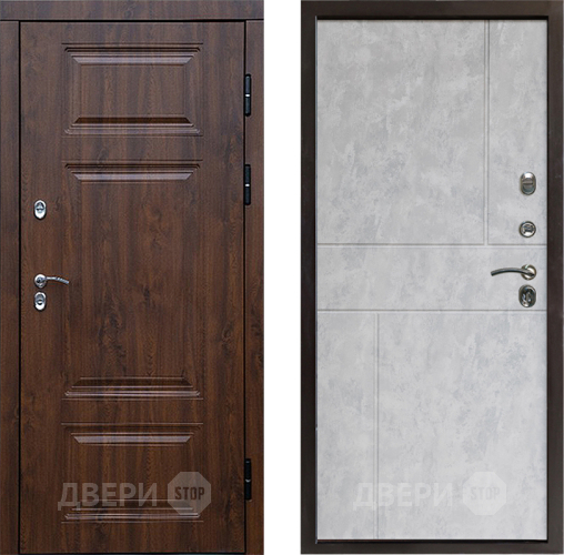 Входная металлическая Дверь Престиж TERMO с терморазрывом Премиум Орех Горизонт Бетон светлый в Голицыно