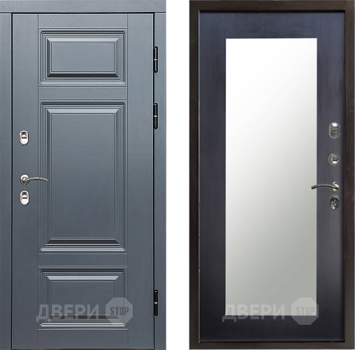 Входная металлическая Дверь Престиж TERMO с терморазрывом Премиум Грэй Зеркало пастораль Венге в Голицыно