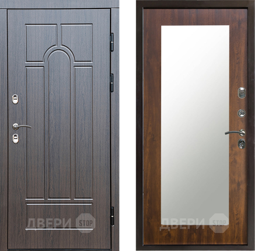 Входная металлическая Дверь Престиж TERMO с терморазрывом Арка Зеркало пастораль Дуб в Голицыно