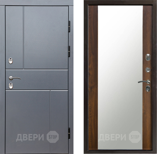 Входная металлическая Дверь Престиж TERMO с терморазрывом Горизонт Грэй Зеркало Дуб в Голицыно
