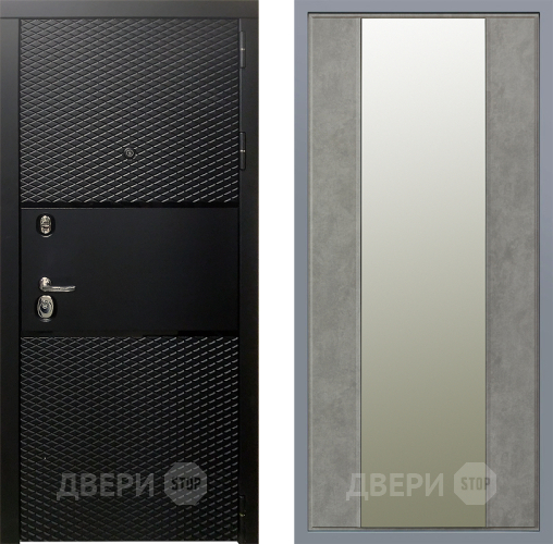 Дверь Заводские двери Тефлон Зеркало Макси Бетон темный в Голицыно