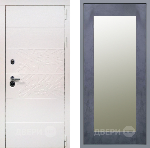 Дверь Заводские двери Дэко Вайт Зеркало Модерн Бетон темный в Голицыно