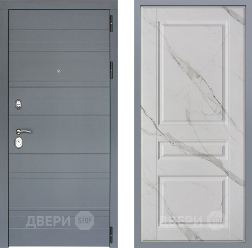 Дверь Заводские двери Лира Софт графит Стокгольм Мрамор белый в Голицыно