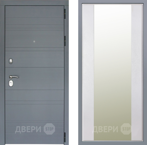 Дверь Заводские двери Лира Софт графит Зеркало Макси Белый шелк в Голицыно