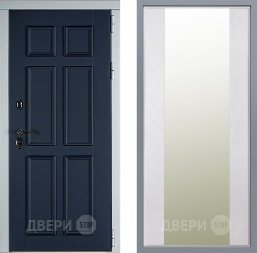 Дверь Заводские двери Стокгольм Зеркало Макси Белый шелк в Голицыно