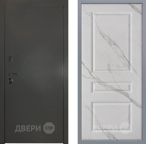 Дверь Заводские двери Эталон 3к антик серебро Стокгольм Мрамор белый в Голицыно