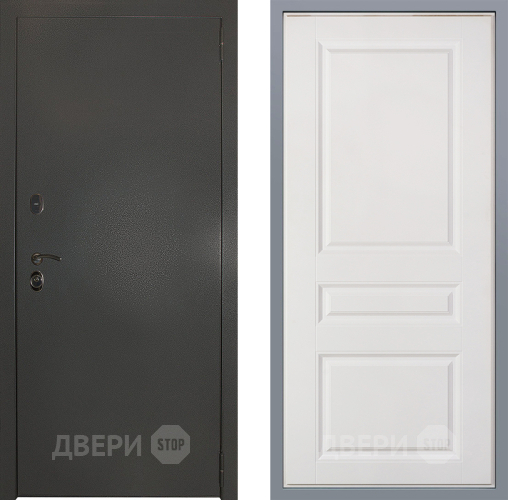 Дверь Заводские двери Эталон 3к антик серебро Стокгольм Белый софт в Голицыно