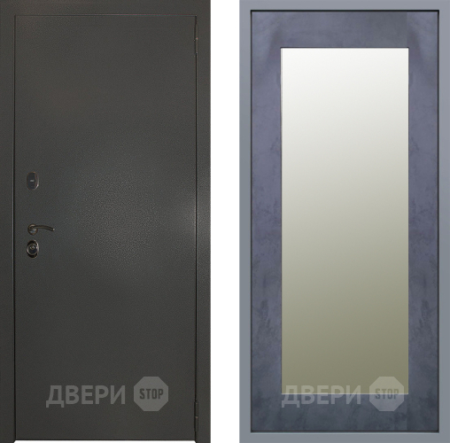 Дверь Заводские двери Эталон 3к антик серебро Зеркало Модерн Бетон темный в Голицыно