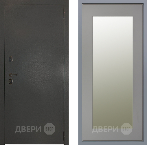 Дверь Заводские двери Эталон 3к антик серебро Зеркало Модерн Грей софт в Голицыно