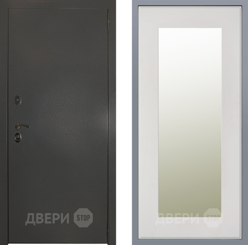 Дверь Заводские двери Эталон 3к антик серебро Зеркало Модерн Белый софт в Голицыно