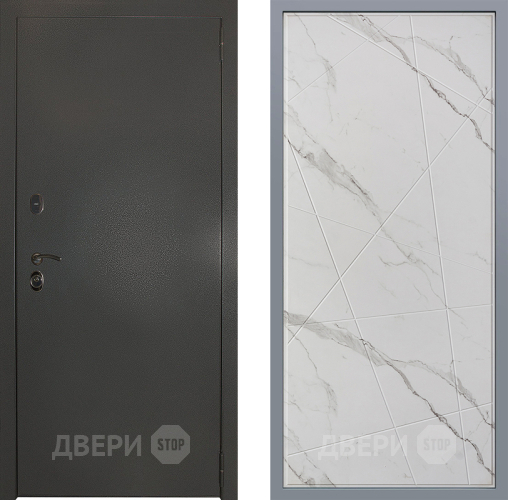 Дверь Заводские двери Эталон 3к антик серебро Флитта Мрамор белый в Голицыно