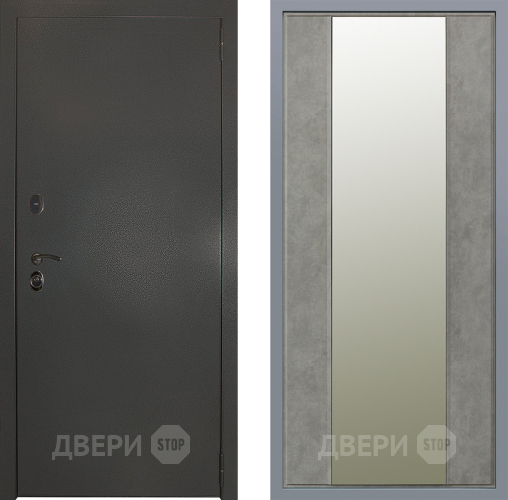 Дверь Заводские двери Эталон 3к антик серебро Зеркало Макси Бетон темный в Голицыно