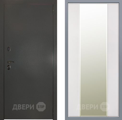 Дверь Заводские двери Эталон 3к антик серебро Зеркало Макси Белый матовый в Голицыно