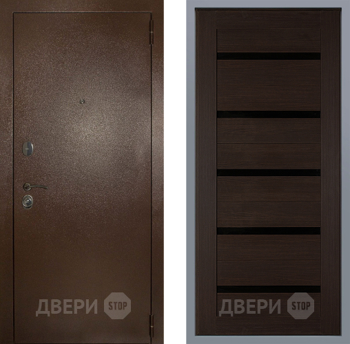 Дверь Заводские двери Эталон 3к антик медь СБ-1 орех тисненый в Голицыно