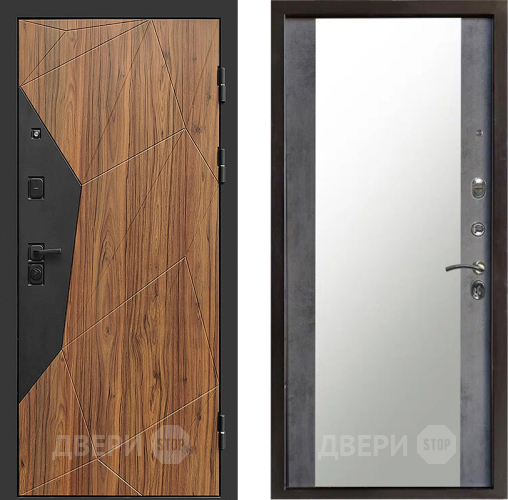 Входная металлическая Дверь Престиж Avangard Зеркало Бетон темный в Голицыно