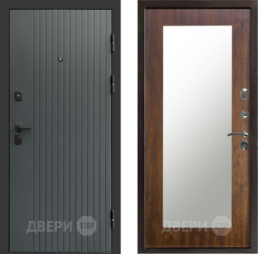 Входная металлическая Дверь Престиж Tvist Grey Зеркло Пастораль Дуб в Голицыно