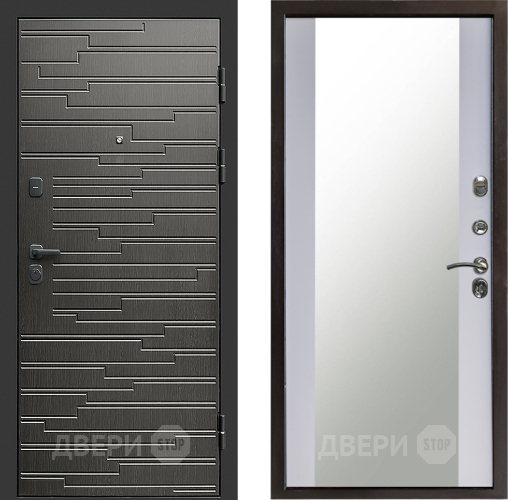 Входная металлическая Дверь Престиж Rivera Зеркало Белый софт в Голицыно