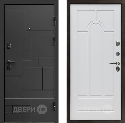 Входная металлическая Дверь Престиж Kvadro Арка Белое дерево в Голицыно