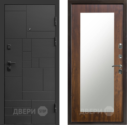 Входная металлическая Дверь Престиж Kvadro Зеркло Пастораль Дуб в Голицыно