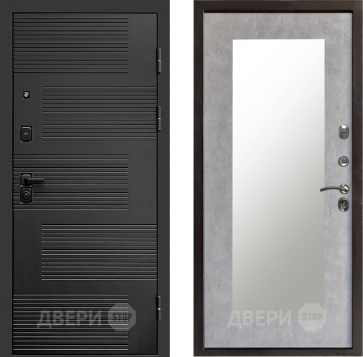 Входная металлическая Дверь Престиж Favorit Зеркло Пастораль Бетон светлый в Голицыно