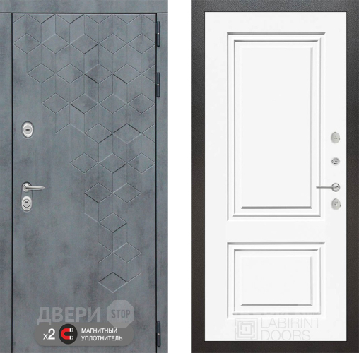 Входная металлическая Дверь Лабиринт (LABIRINT) Бетон 26 Белый (RAL-9003) в Голицыно