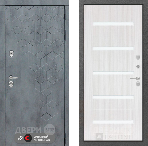 Входная металлическая Дверь Лабиринт (LABIRINT) Бетон 01 Сандал белый в Голицыно