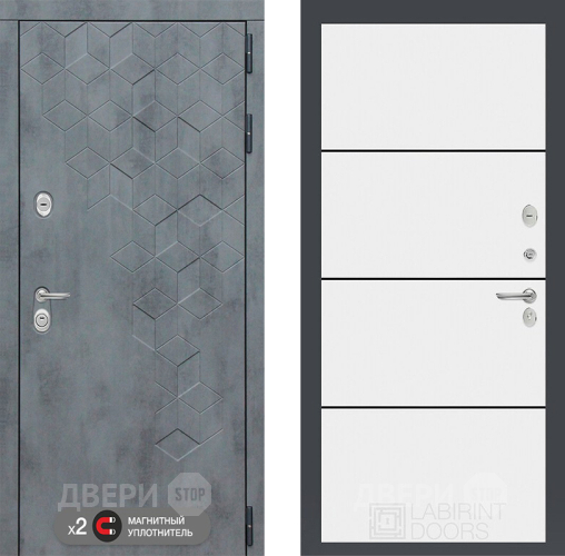 Дверь Лабиринт (LABIRINT) Бетон 25 Белый софт в Голицыно