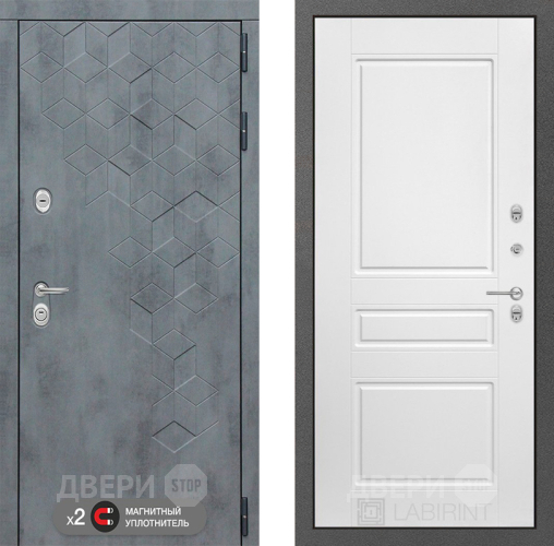 Дверь Лабиринт (LABIRINT) Бетон 03 Белый софт в Голицыно