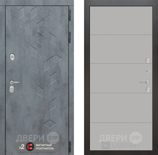 Входная металлическая Дверь Лабиринт (LABIRINT) Бетон 13 Грей софт в Голицыно