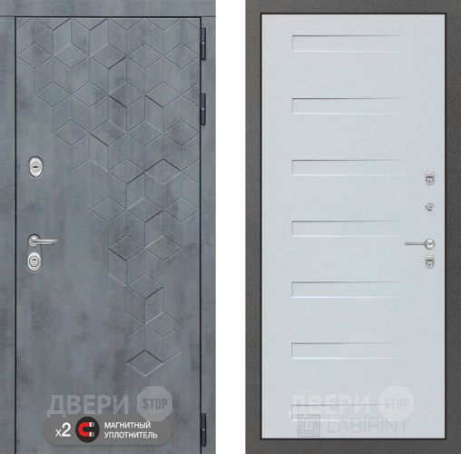 Входная металлическая Дверь Лабиринт (LABIRINT) Бетон 14 Дуб кантри белый горизонтальный в Голицыно
