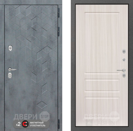 Входная металлическая Дверь Лабиринт (LABIRINT) Бетон 03 Сандал белый в Голицыно
