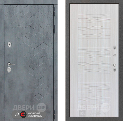 Входная металлическая Дверь Лабиринт (LABIRINT) Бетон 06 Сандал белый в Голицыно