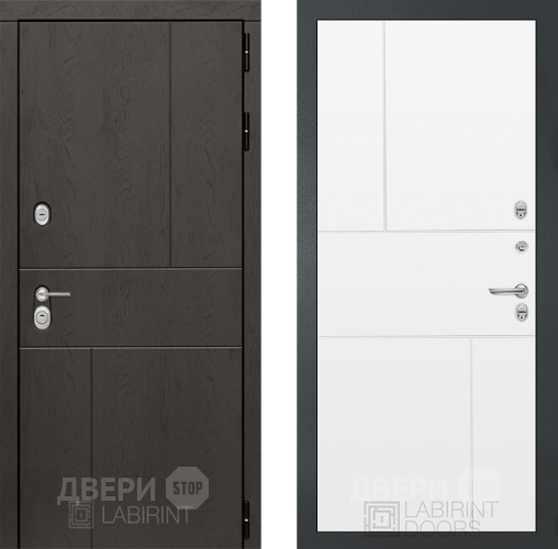 Входная металлическая Дверь Лабиринт (LABIRINT) Urban 21 Белый софт в Голицыно