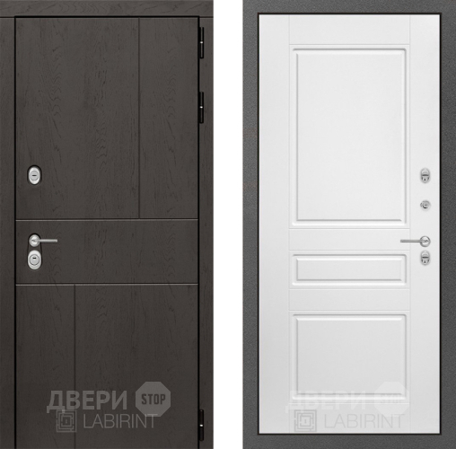 Входная металлическая Дверь Лабиринт (LABIRINT) Urban 03 Белый софт в Голицыно