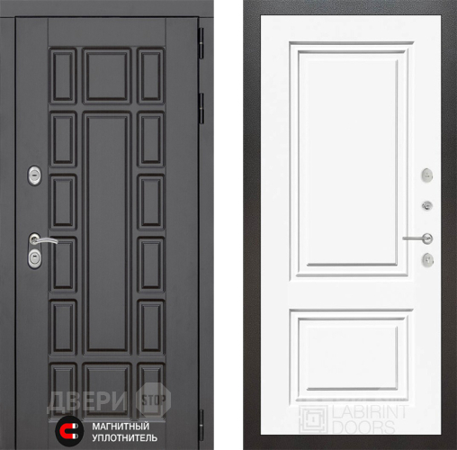 Входная металлическая Дверь Лабиринт (LABIRINT) New York 26 Белый (RAL-9003) в Голицыно