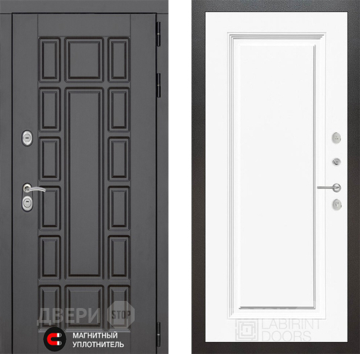 Входная металлическая Дверь Лабиринт (LABIRINT) New York 27 Белый (RAL-9003) в Голицыно