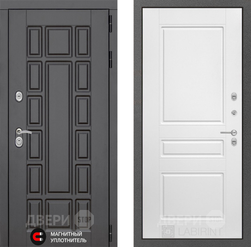 Входная металлическая Дверь Лабиринт (LABIRINT) New York 03 Белый софт в Голицыно